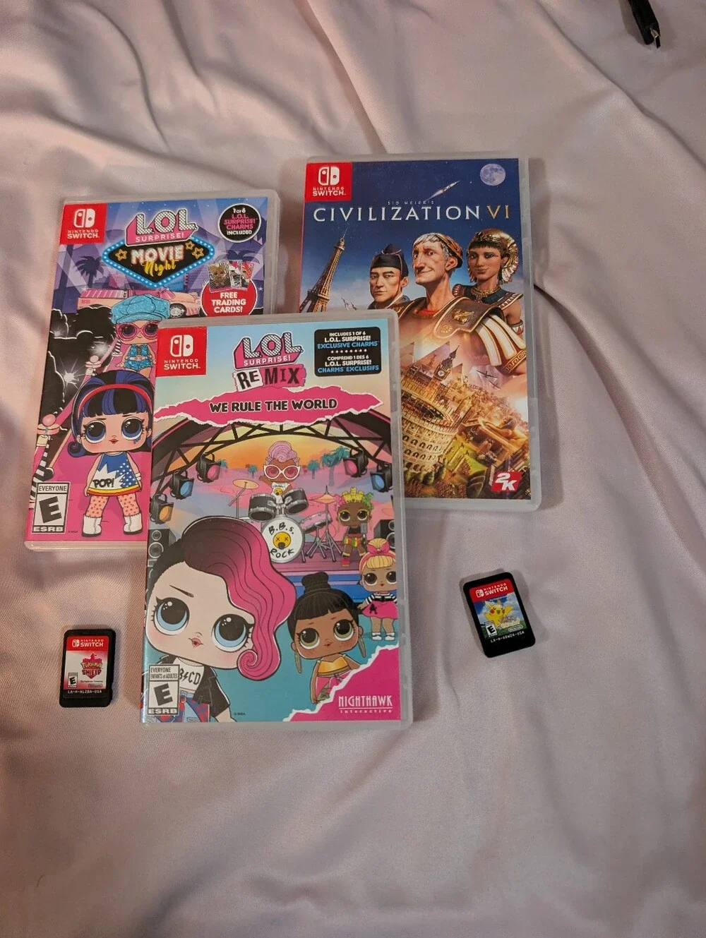 Nintendo Switch with Several Games Controllers And Accessories